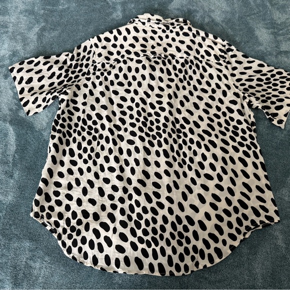 AYR The Pool Boy Button Down Shirt L Hot Dot Cream Black Silk Viscose Top Sz XL - Picture 8 of 8